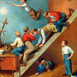 the discovery of gravity, painting by Norman Rockwell generated by DALL·E 2